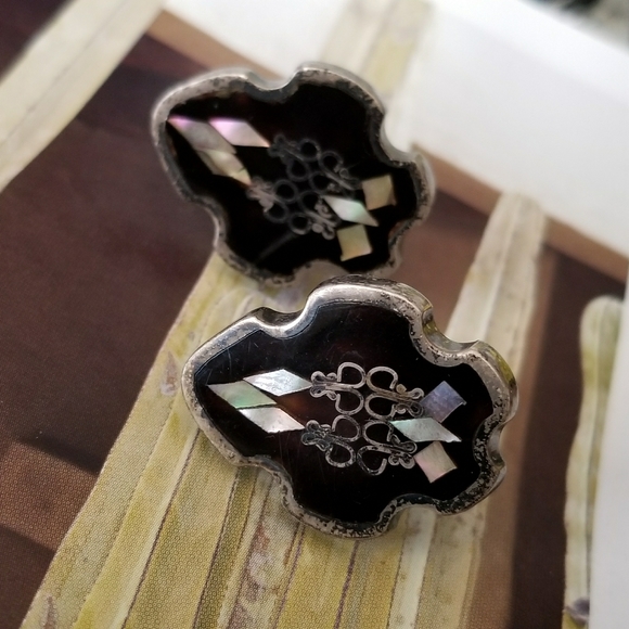 Relisted -Vintage Sterling Silver cuff links PGG black - Picture 16 of 17